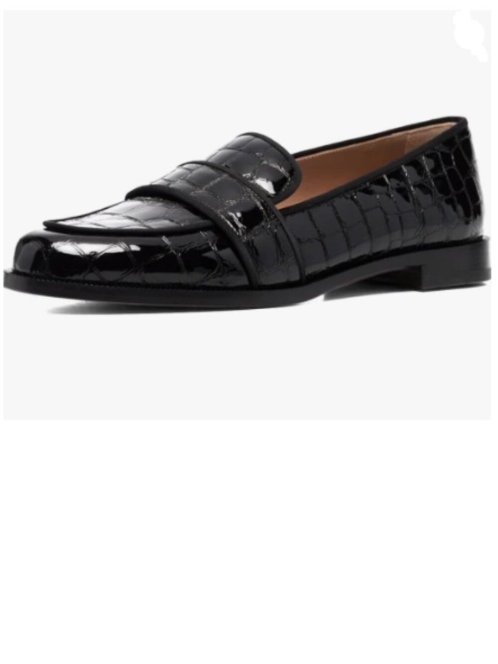 XYD Black Embossed Women's Closed Toe Slip On Moccasins Low Heel Comfy Shoe